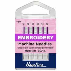 Hemline Embroidery Machine Needles - Medium 90/14
