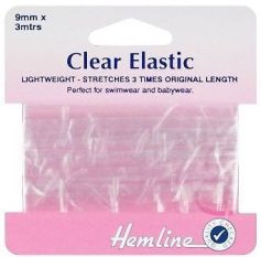 Hemline Swimwear Elastic Clear 3m x 9mm