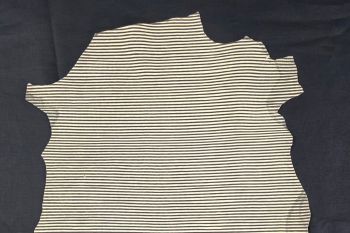 Deadstock Ex Designer Japanese Striped Leather Hide 1 - Black/Cream