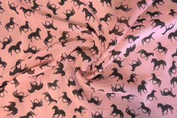 Ex Paul Smith Deadstock Designer Polyester Chiffon Horse Design - Bubblegum Pink/Black