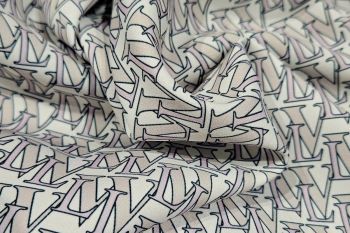 Ex Louis Vuitton Designer Deadstock 100% Polyester Crepe Logo Print - Remnant - 3m