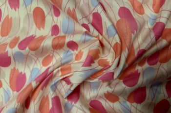 Ex Hobbs Deadstock Designer Cotton Poplin - Brushstroke Tulips - Fuchsia