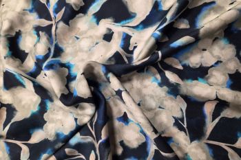 Lady McElroy Shadow Floral - Navy - Storrie Sateen - Remnant - 3m