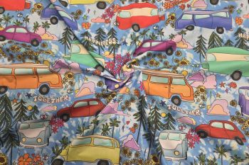 Lady McElroy Retro Road Trip - Cotton Marlie-Care Lawn - Remnant - 4.2m
