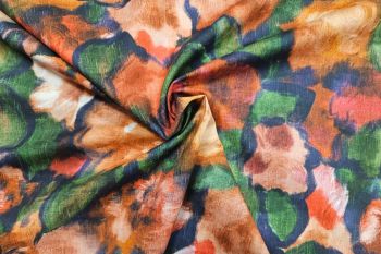 Lady McElroy Garden Petal Blooms - Terracotta - Cotton Marlie-Care Lawn