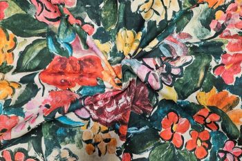 Lady McElroy Waterpainted Garden - Peach Melba - Cotton Marlie-Care Lawn - Remnant - 2.2m