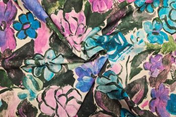 Lady McElroy Waterpainted Garden - Mauve - Cotton Marlie-Care Lawn - Remnant - 4.5m