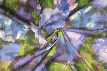 Lady McElroy Garden Petal Blooms - Indigo - Cotton Marlie-Care Lawn - Remnant - 2.9m