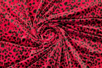Deadstock Ex Hobbs Stretch Velour Animal Print - Crimson