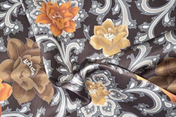 Deadstock Ex Escada Pure Silk Floral Structured Satin - Remnant - 3.6m
