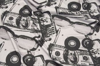 Deadstock Ex River Island Super Stretch Vintage Jersey Print - Pewter/Black