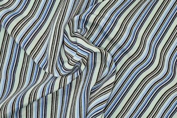 Ex Hobbs Deadstock Designer Multicoloured Digital Printed Chirimen Crepe - Multi-Stripe - Turquoise