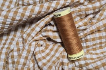 Deadstock Ex Designer Seersucker Gingham - Mocha