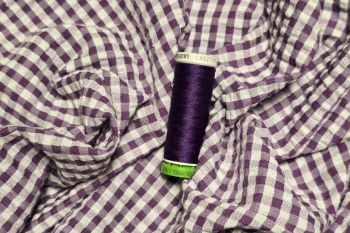 Deadstock Ex Designer Seersucker Gingham - Plum