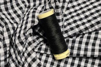 Deadstock Ex Designer Seersucker Gingham - Black