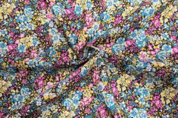 Lady McElroy Teal Posy - Ella Chambray - Remnant - 2m