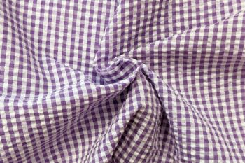 Deadstock Ex Designer Seersucker Small Gingham Check - Lavender