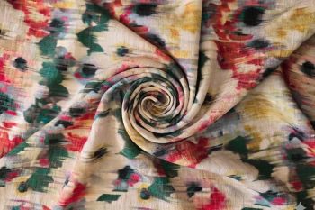 Lady McElroy - Petals In The Rain - Marbled Sandwashed Linen-Mix Crepe