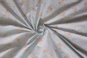 Deadstock Ex Designer Comfort Stretch Cotton Poplin Ditsy Floral Print - Pastel Blue