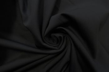 Deadstock Ex-Designer Plain Wool Suiting - Black - Remnant - 2.6M