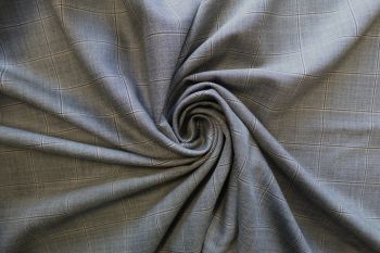 Deadstock-Designer Fine Wool Check Suiting - Grey/Taupe - Remnant - 3.5M