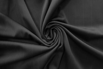 Deadstock-Designer Fine Wool Stripe Suiting  - Black - Remnant - 3M