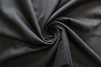 Deadstock-Designer Fine Wool Self-Check Suiting - Jet Black - Remnant - 3.4M