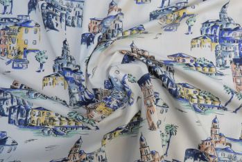 Lady McElroy Italian Holidays - Blue - Marlie-Care Lawn - Remnant - 2m