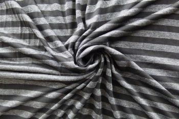 Ex Designer Soft Stretch Stripe Jersey - Black & Charcoal Marl Grey