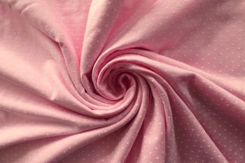 Ex Designer Soft Stretch Pin Spot Jersey - Candy Pink & White