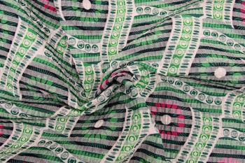 Deadstock Ex-Paul Smith Cotton Mix Crinkled Jacquard Retro Print - Green/Hot Pink