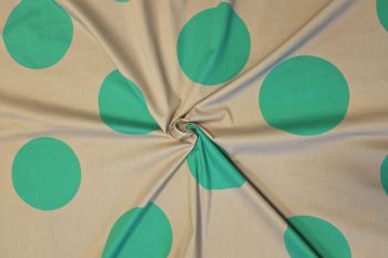 Lady McElroy Mega Moon Polka - Emerald - Stretch Cotton Poplin
