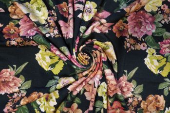 Lady McElroy Midnight Blooms - Viscose Crepe Jersey - Remnant - 3m