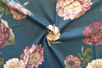 Lady McElroy Midnight Rosette - Linen Chambray Remnant - 2.6m