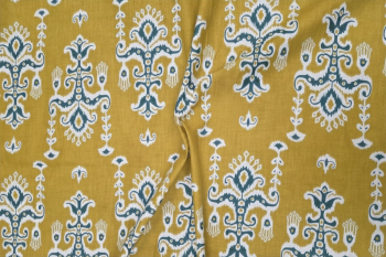 Lady McElroy Ochre Chandelier - Cotton Lawn Hand-Dyed Block Print
