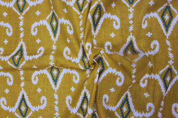 Lady McElroy Ochre Diamond - Cotton Lawn Hand-Dyed Block Print