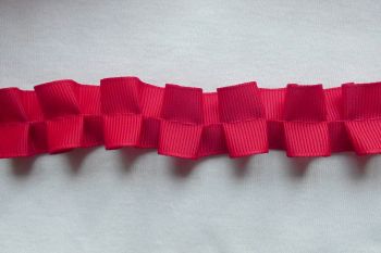 Red Ruched Ribbon Trim - 20m