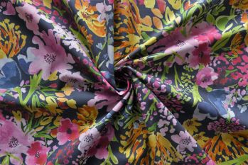 Lady McElroy Field of Flowers - Navy - Cotton Marlie-Care Lawn