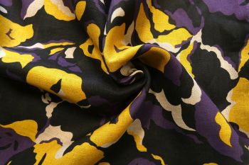 Deadstock Designer Linen-Mix Chambray - Purple/Yellow - Remnant - 1.8M