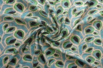 Lady McElroy Emerald Peacock - Rayon Crinkle - Remnant - 2.5m