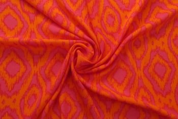 Lady McElroy Batik Block - Tangerine - Rayon Crinkle - Remnant - 3m