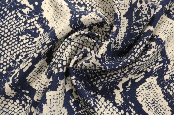 Lady McElroy - Reptile Texture - Navy - Viscose Challis Lawn - Remnant - 2.9m
