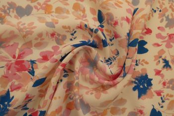 Lady McElroy - Delicate Petals - Cobalt - Viscose Challis Lawn - Remnant - 1.7m