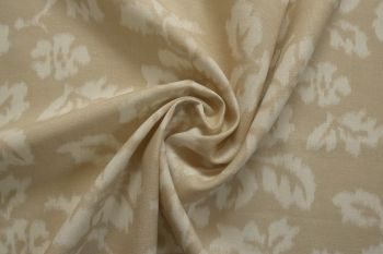 Ex Hobbs Designer Deadstock Printed Batik Floral Soft Linen Chambray - Natural/Ivory - Remnant - 1.7m
