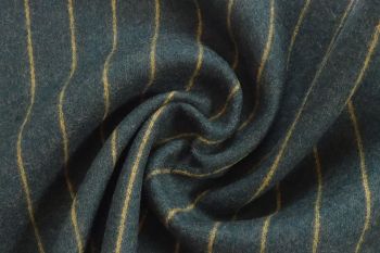 Ex Hobbs Deadstock Designer Knitted Wool Mix Tweed Narrow Stripe - Green/Yellow