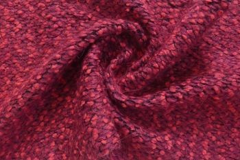 Ex Hobbs Deadstock Designer Cosy Knitted Wool Mix Boucle Tweed - Fuchsia/Black - Remnant - 2.5m