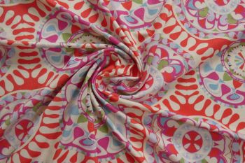 Ex Hobbs Deadstock Designer Luxury Stretch Jersey Geometric Medallion Digital Print - Multi - Remnant - 3.5m