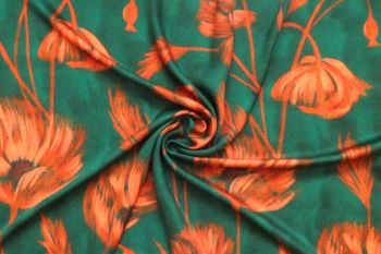 Lady McElroy Coastal Poppies - Storrie Sateen - Remnant - 2m