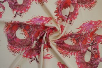Lady McElroy Chinoiserie Dragon - Hot Pink - Chloe Chambray