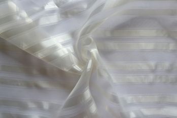 Sheer Self Stripe Organza - Ivory